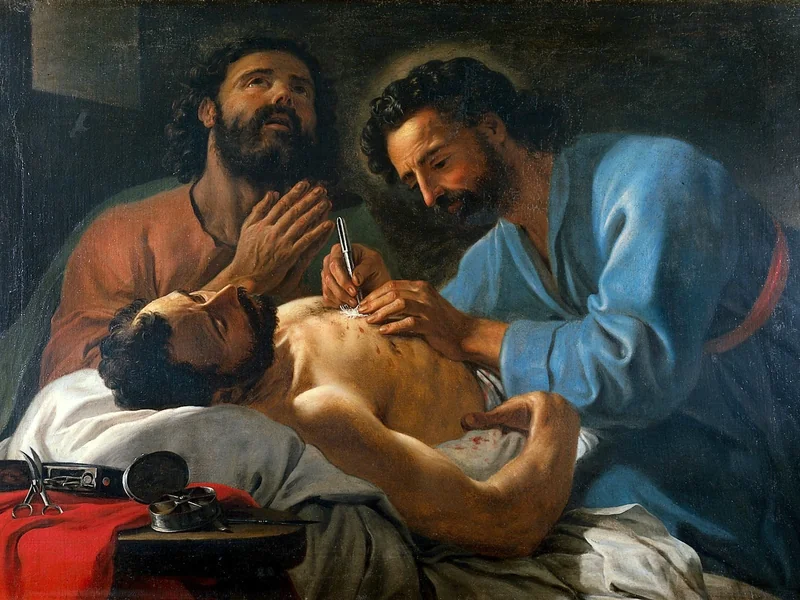 1705-Antoine de Favray - SS. Cosma e Damiano medicano una ferita al torace